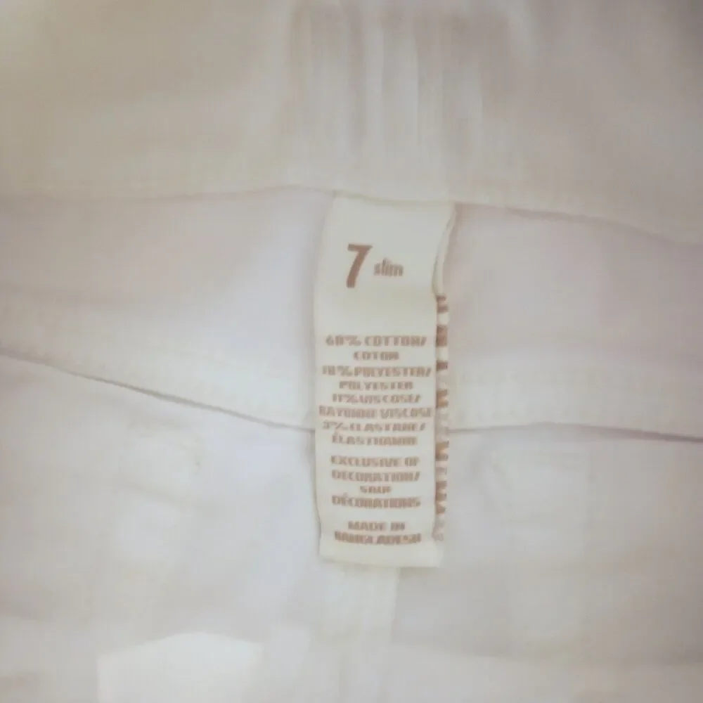 NWT Justice White Jean Shorts Girlfriend High Waist Cut sz 7 Slim Girls Youth